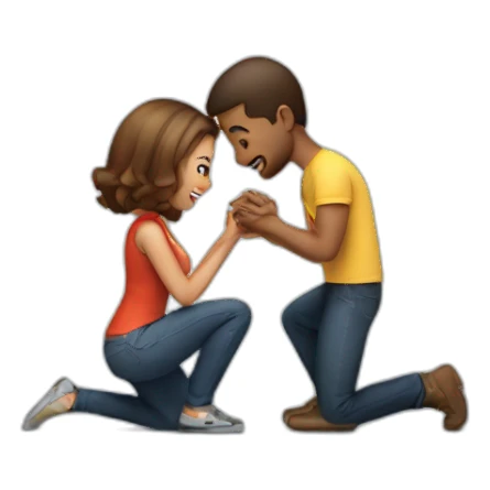 A guy is on her knee and proposing her girlfriend sticker