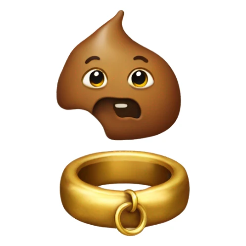 Poop emoji with a gold ring above it sticker