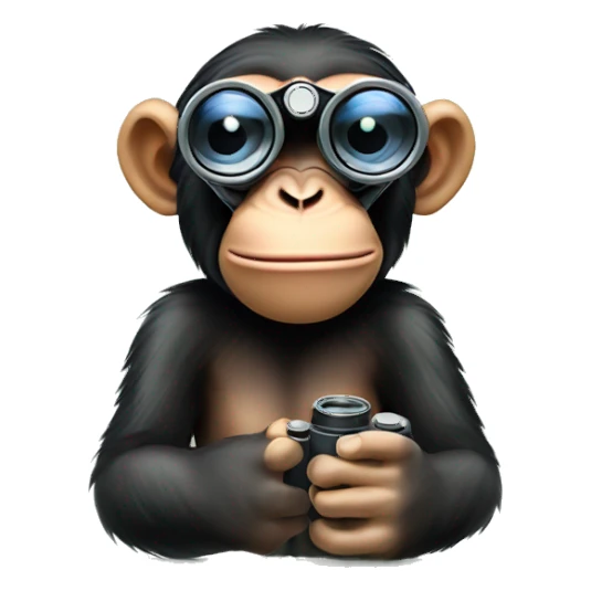 Chimpanzee watching through binoculars  sticker