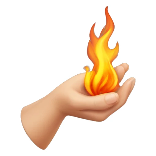 female hand wielding flame sticker
