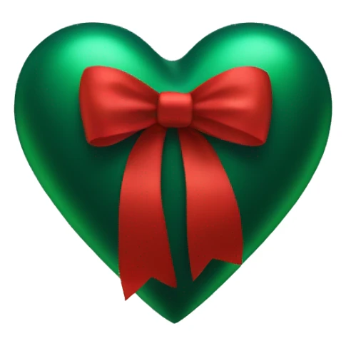Dark green heart with red bow  sticker