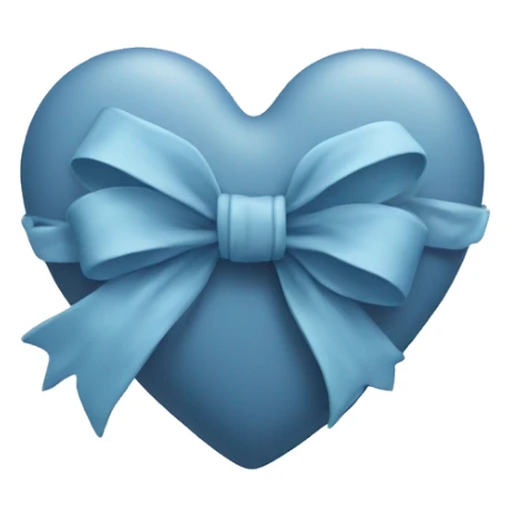 Dusty blue heart with a bow wrapped around it sticker