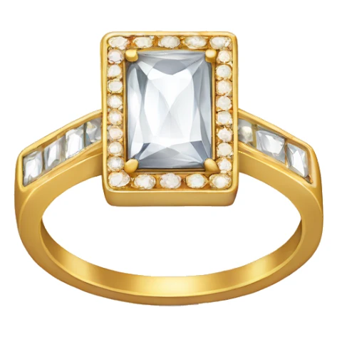 Engagement ring with small diamonds surrounding the large rectangle one  sticker