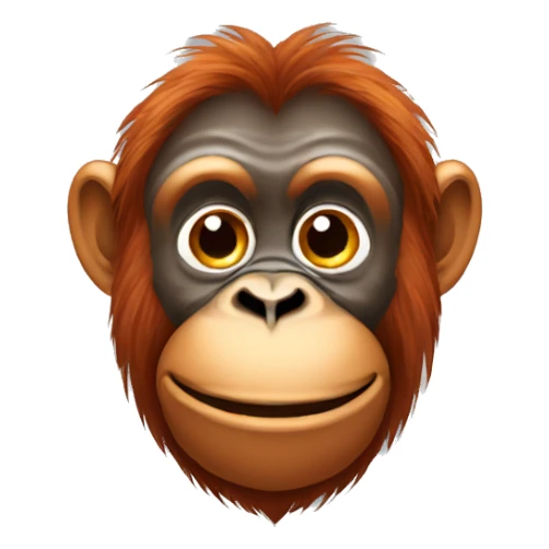 Orangutan face, softly smiling and looking down sticker