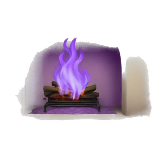fire place with purple smoke sticker