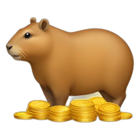 gold coin capybara sticker