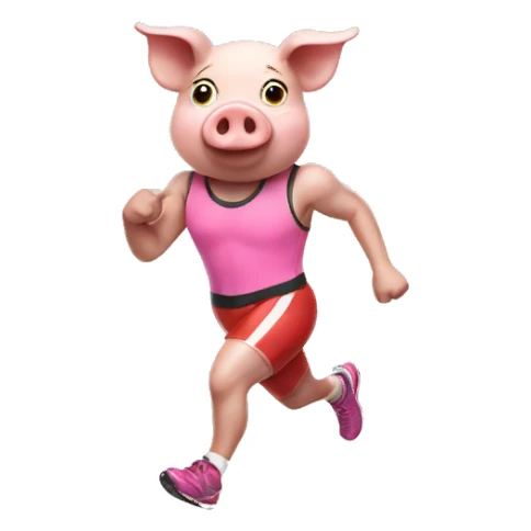 Pig in running gear sticker