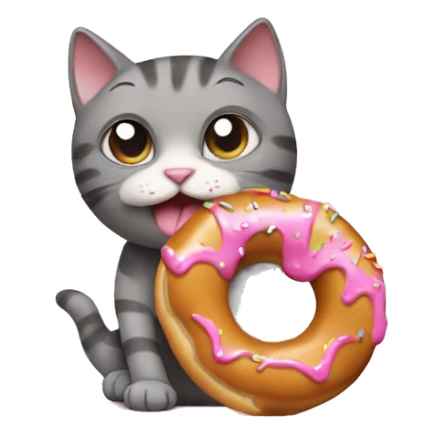 cat eating donut sticker