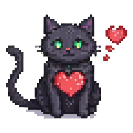 black cat with heart eyes sticker