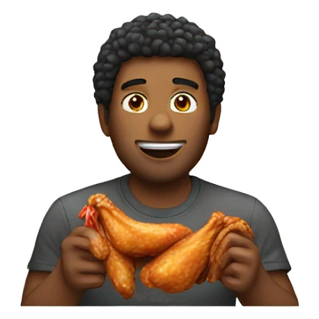 A men eating a chicken wing sticker