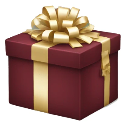 Burgundy box with gifts sticker