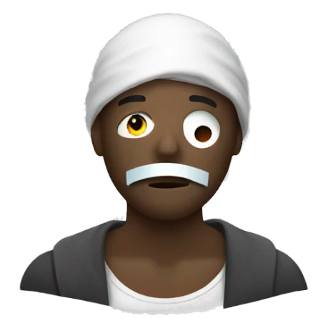 A sick man have mask  sticker