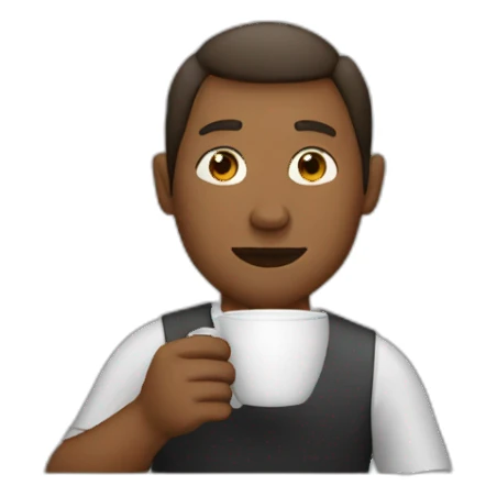 man drinking a cup of coffee sticker