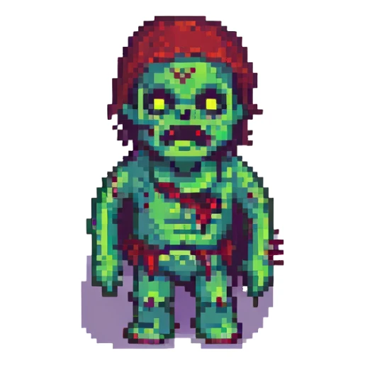 zombie, pixel art style sticker