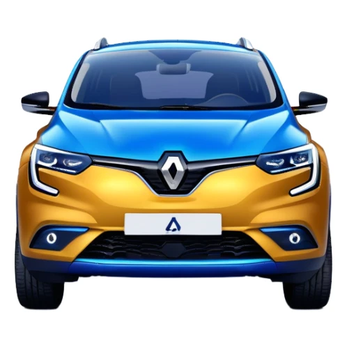 Renault Megane E-Tech electric car, front view, modern blue compact SUV sticker