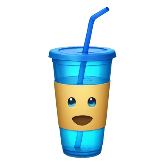 blue water cup with blue straw and blue lid sticker