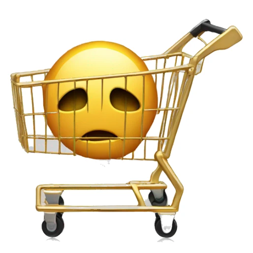 Gold shopping cart facing the front  sticker
