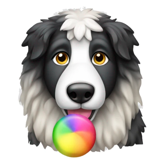 sheepdog dog with rainbow chew toy sticker