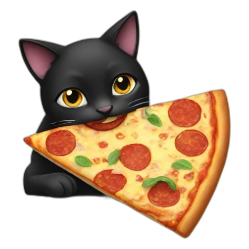 Black cat eating pizza slice sticker