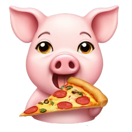 Pig eating pizza sticker