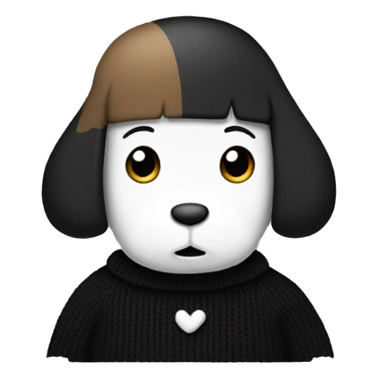 black sweater with snoopy design sticker