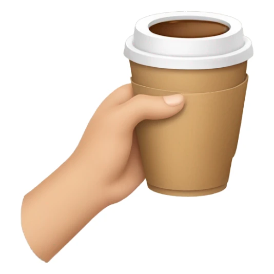 A hand holding a to go coffee cup sticker