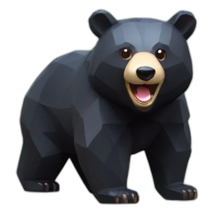Happy Lowpoly black bear with oil sticker