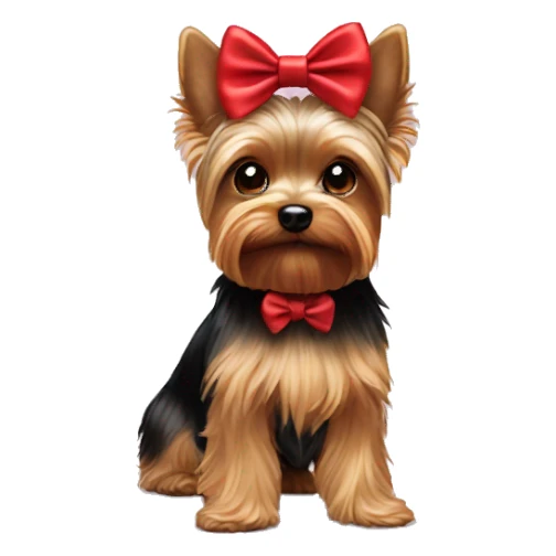 Yorkie face with a red bow on her head sticker