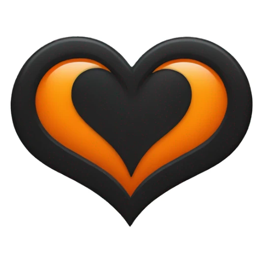 Half black and half orange heart sticker