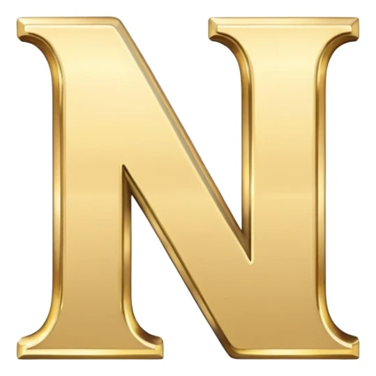 letter N in light gold sticker