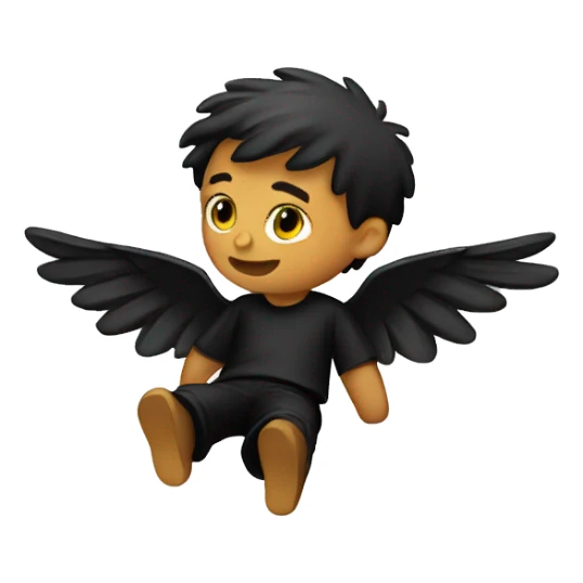 winged falling boy in black sticker