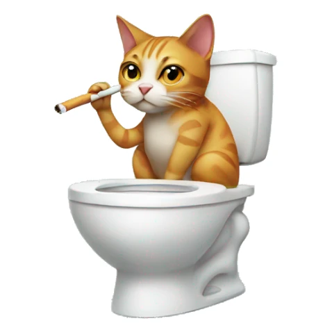 A cat smoking in a toilet sticker