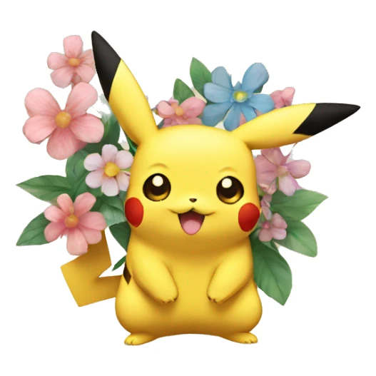 Pikachu with flowers sticker