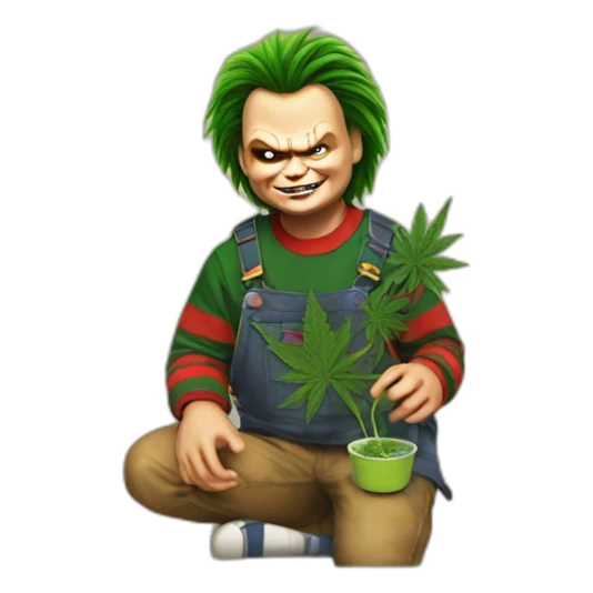 Chucky and weed sticker