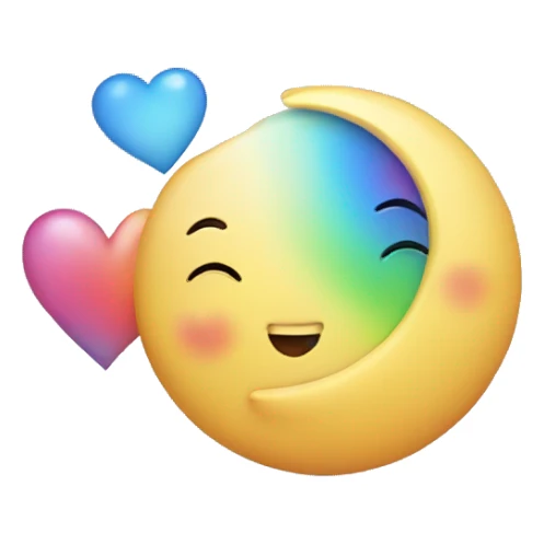 moon with rainbow heart sticker