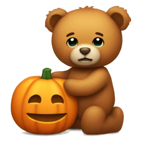 Soft teddy bear holding a pumpkin  sticker