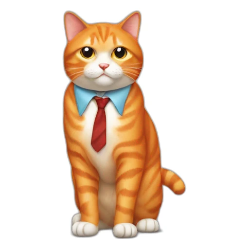 Chonky orange cat wearing a tie sticker
