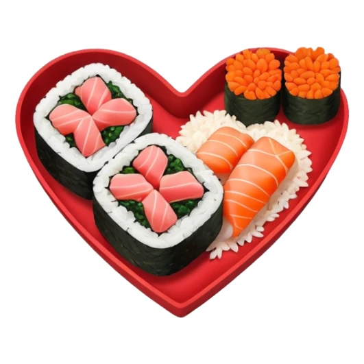 sushi shaped as heart sticker