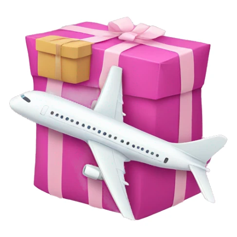 airplane with a pink parcel   sticker