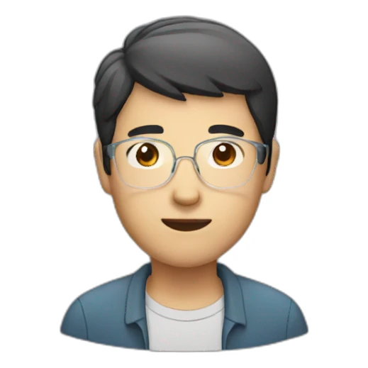 asian man with glass sticker