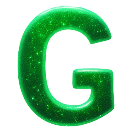 green glowing Glitter letter G sticker