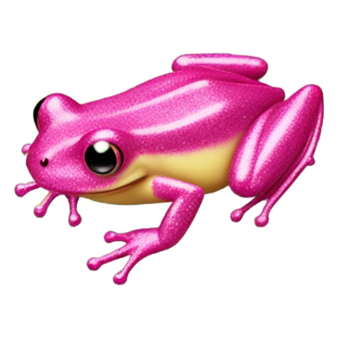 Hot pink glittery frog on a leaf  sticker