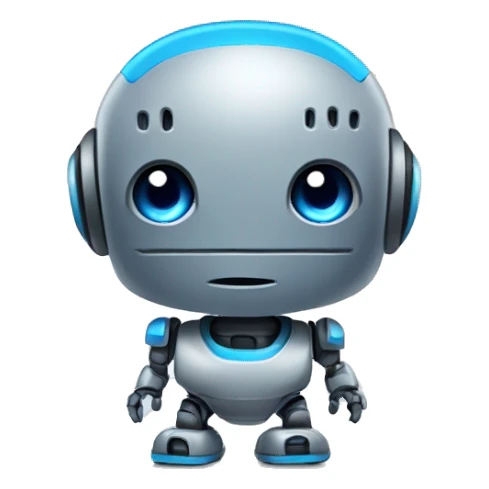 modren cute robot gray and blue looks like logo sticker