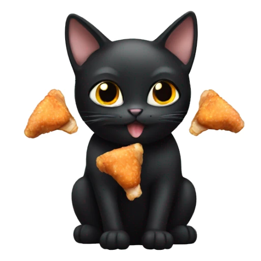 Black Cat eating chicken wings sticker