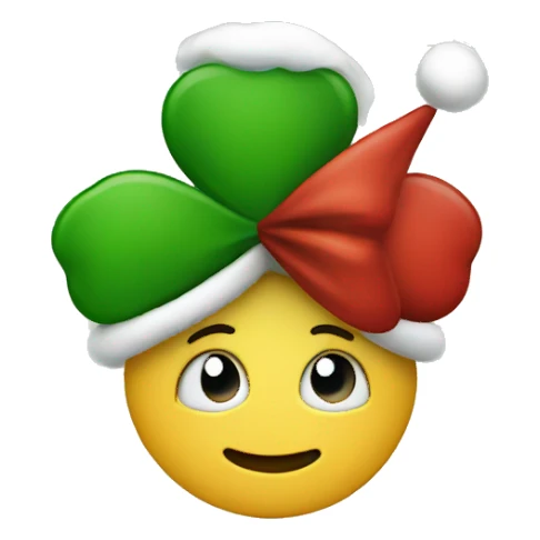 clover with christmas hat sticker