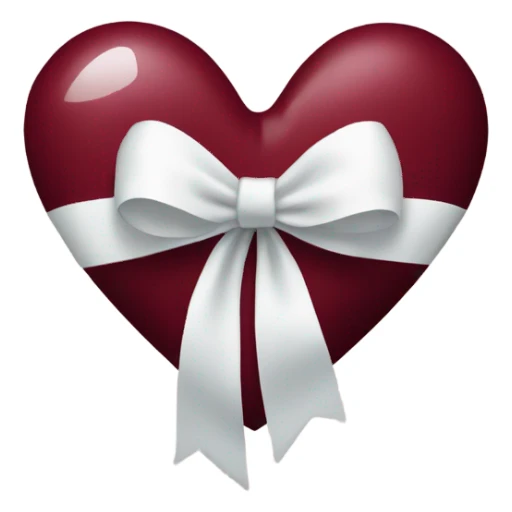 Wine red heart with white bow sticker