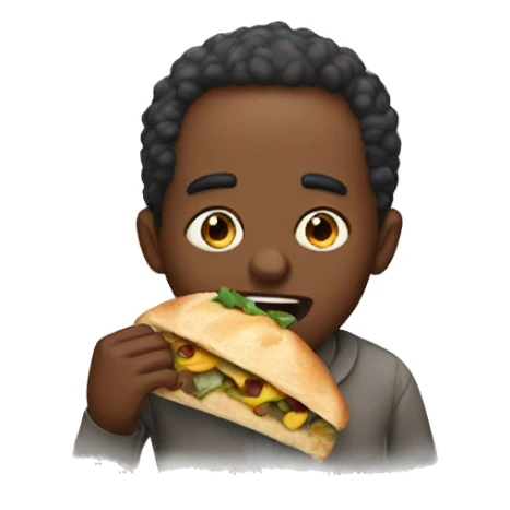 Henry Bunthara eating sticker