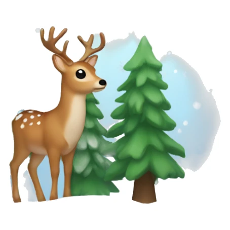 snow globe, deer, trees, no background  sticker
