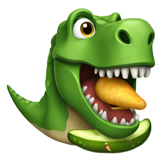 Dinosaur eating a pickle sticker