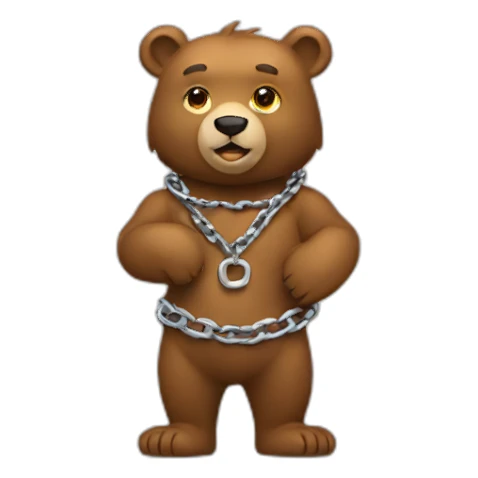 bear wearing a chain 3/4 view sticker